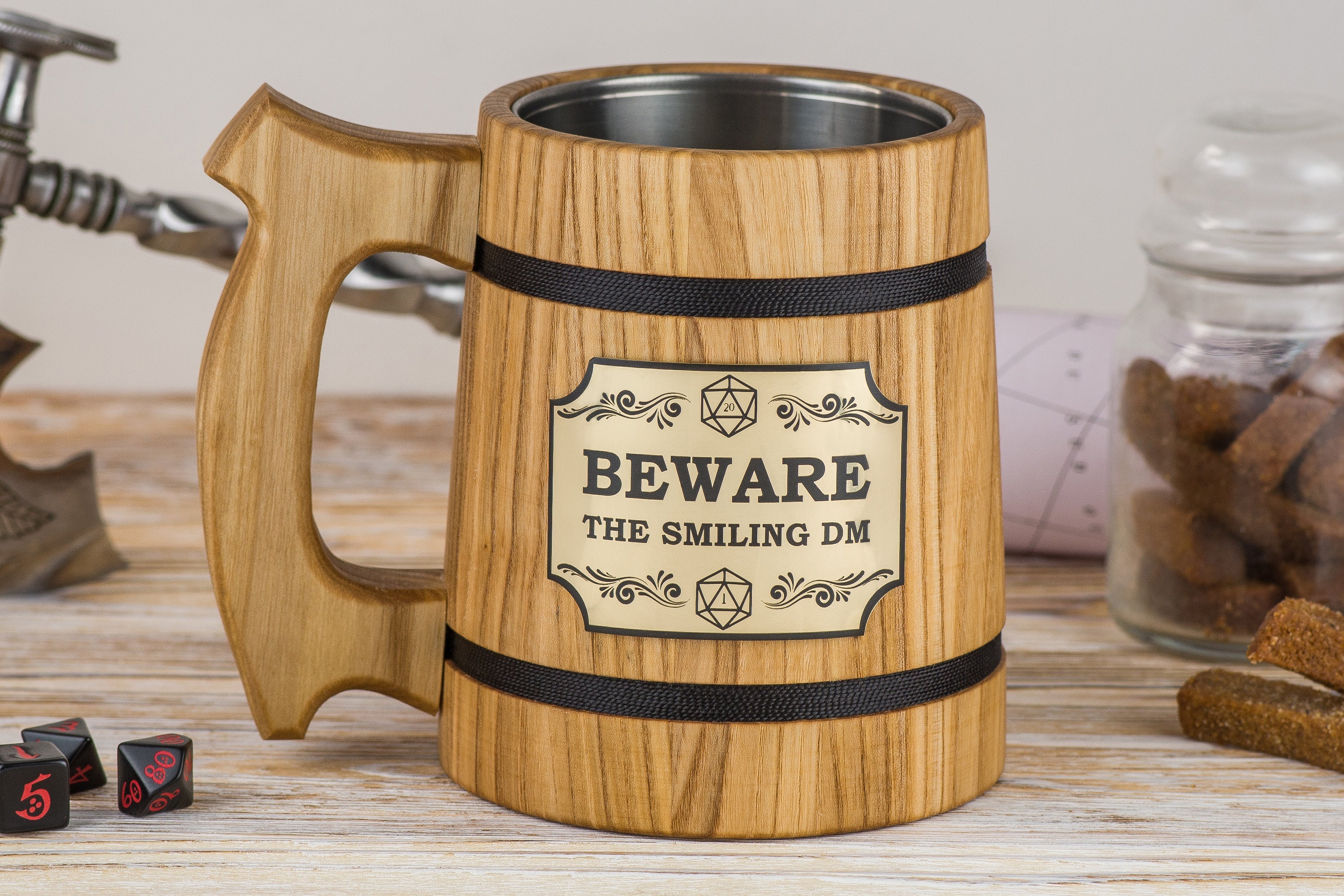 Dungeon Master personalized wooden mug, Bestseller, DND Mugs - GravisCup