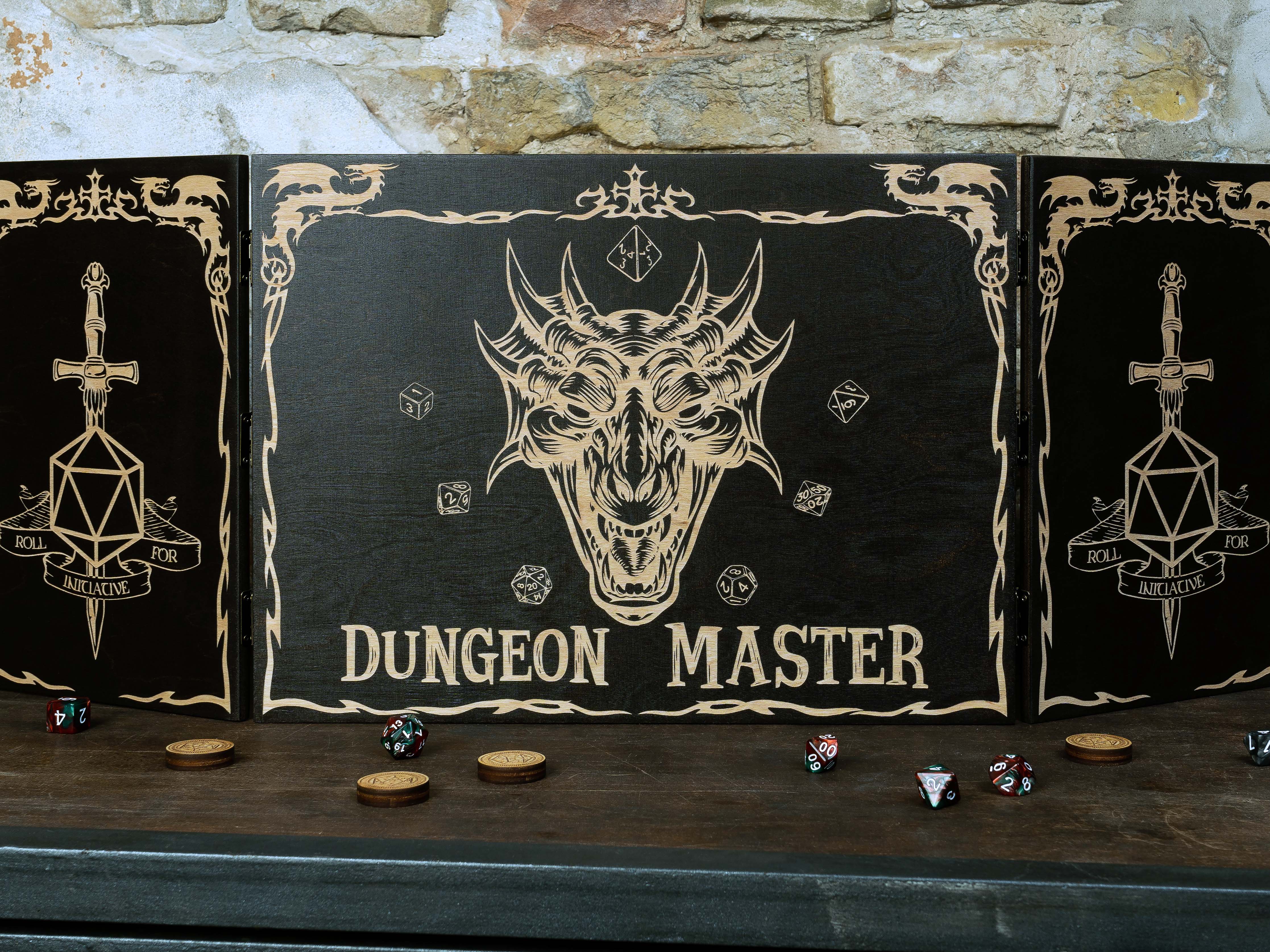 Dungeon Master screen wood Dragon with magnets, Dungeon master screens - GravisCup