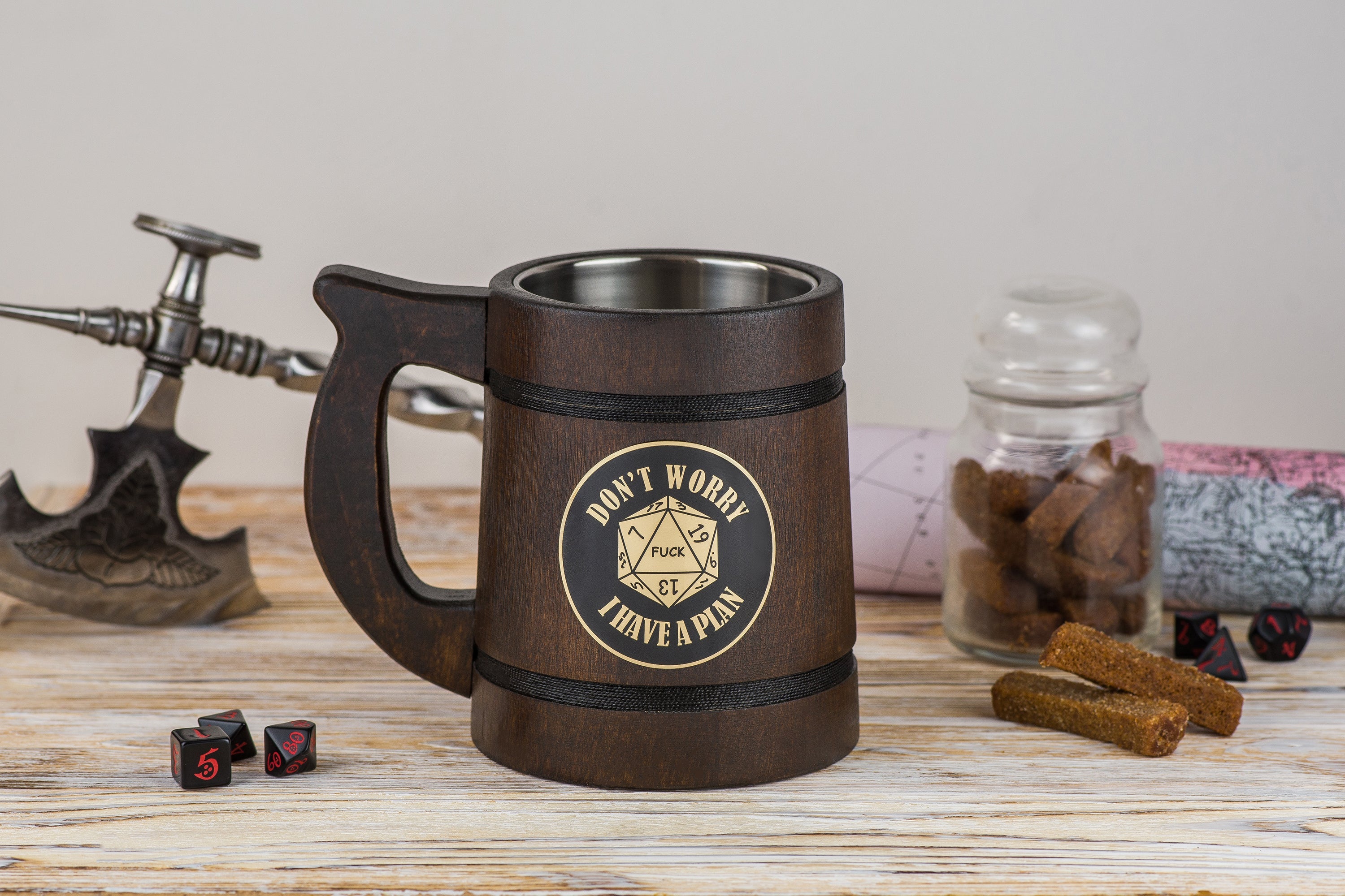 Dungeons and Dragons beer tankard "Don't worry I have a plan", DND Mugs - GravisCup