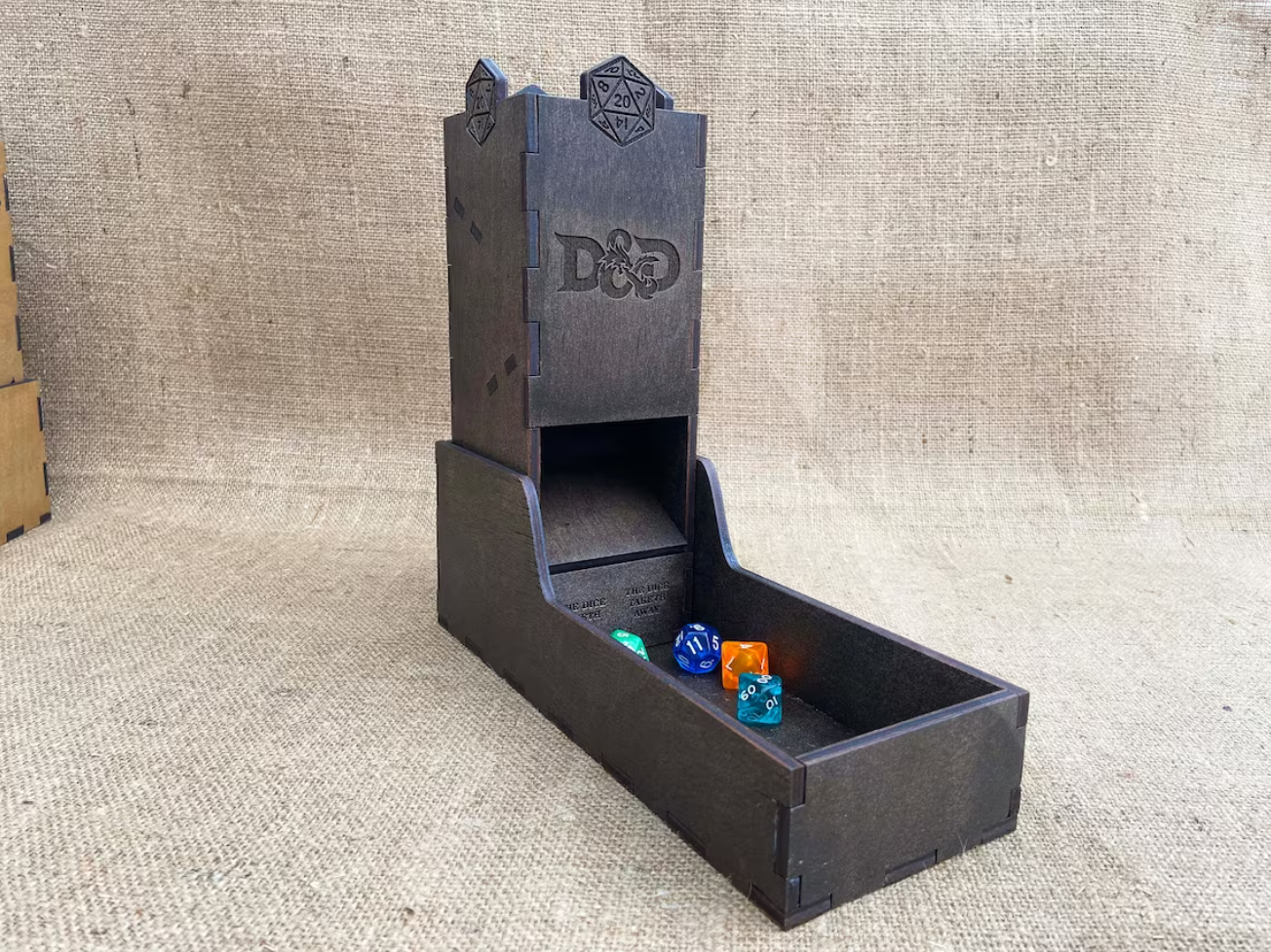 Lighted 5 Dice Tower With Tray & Swappable Stairs - D&D, RPG Lighted 5 Dice Tower With Tray & Swappable Stairs - D&D, RPG