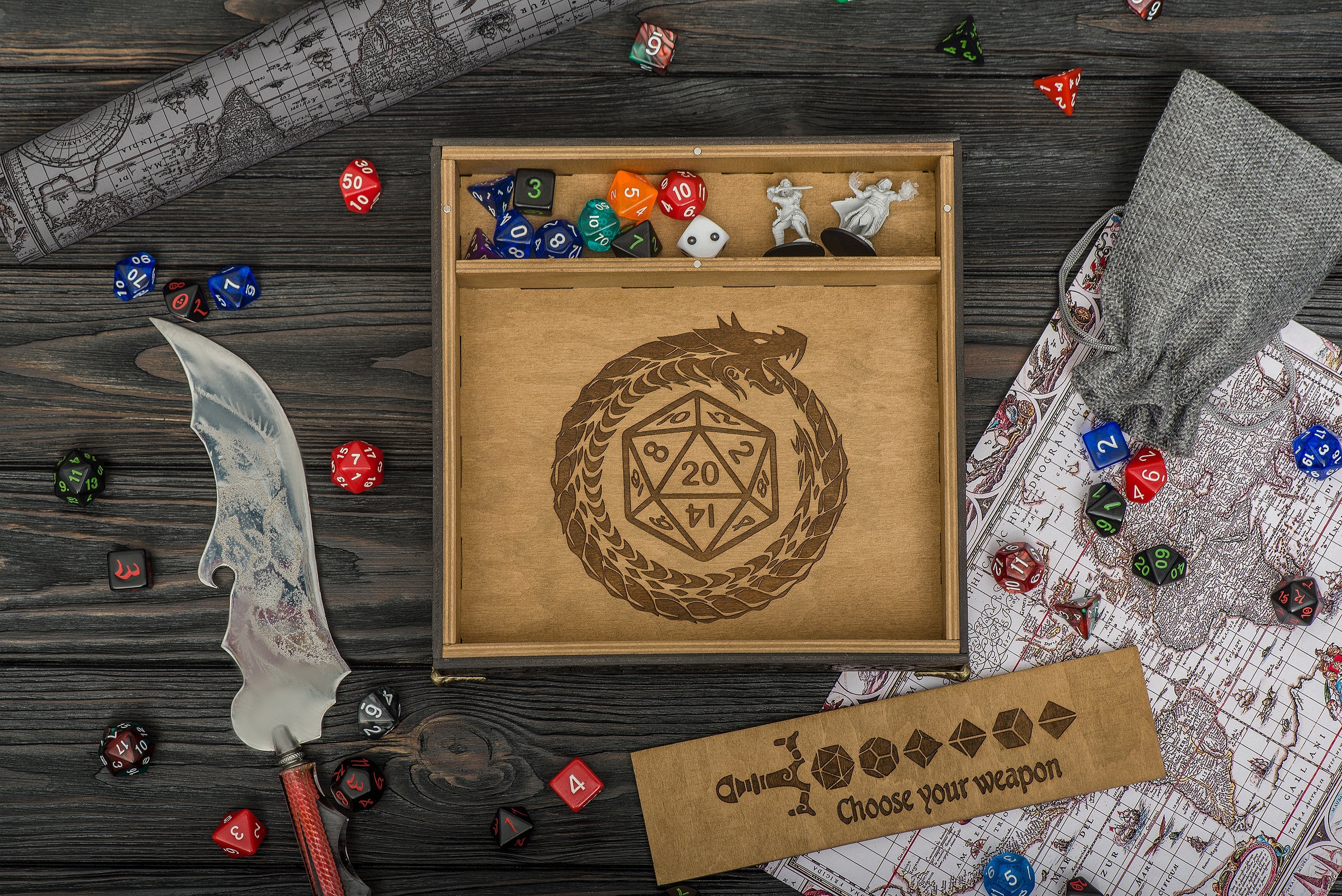 Dice tray and storage wood, Dice boxes and trays - GravisCup