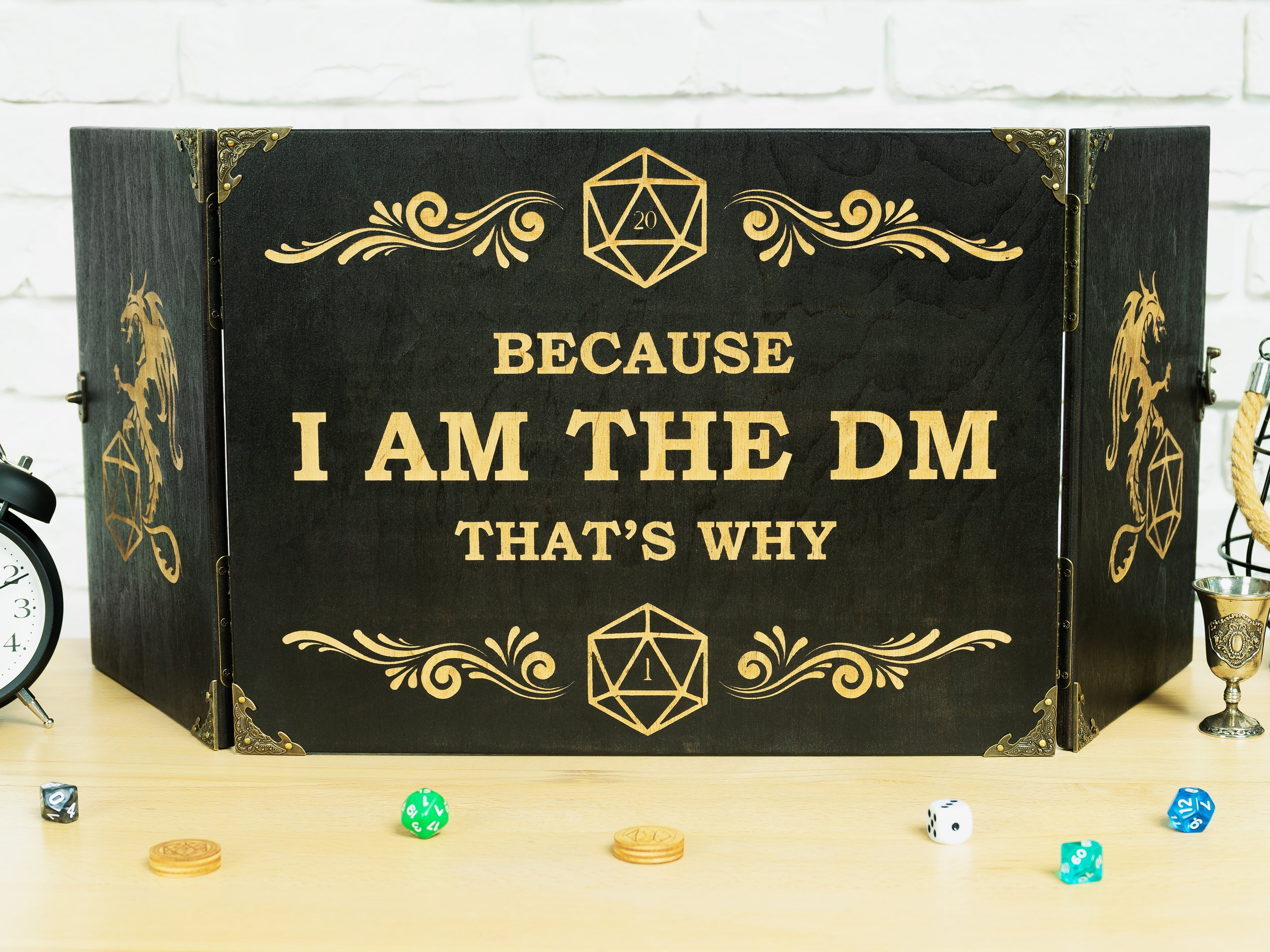 Dungeon Master wood screen "Because I am DM that is why", Dungeon master screens - GravisCup