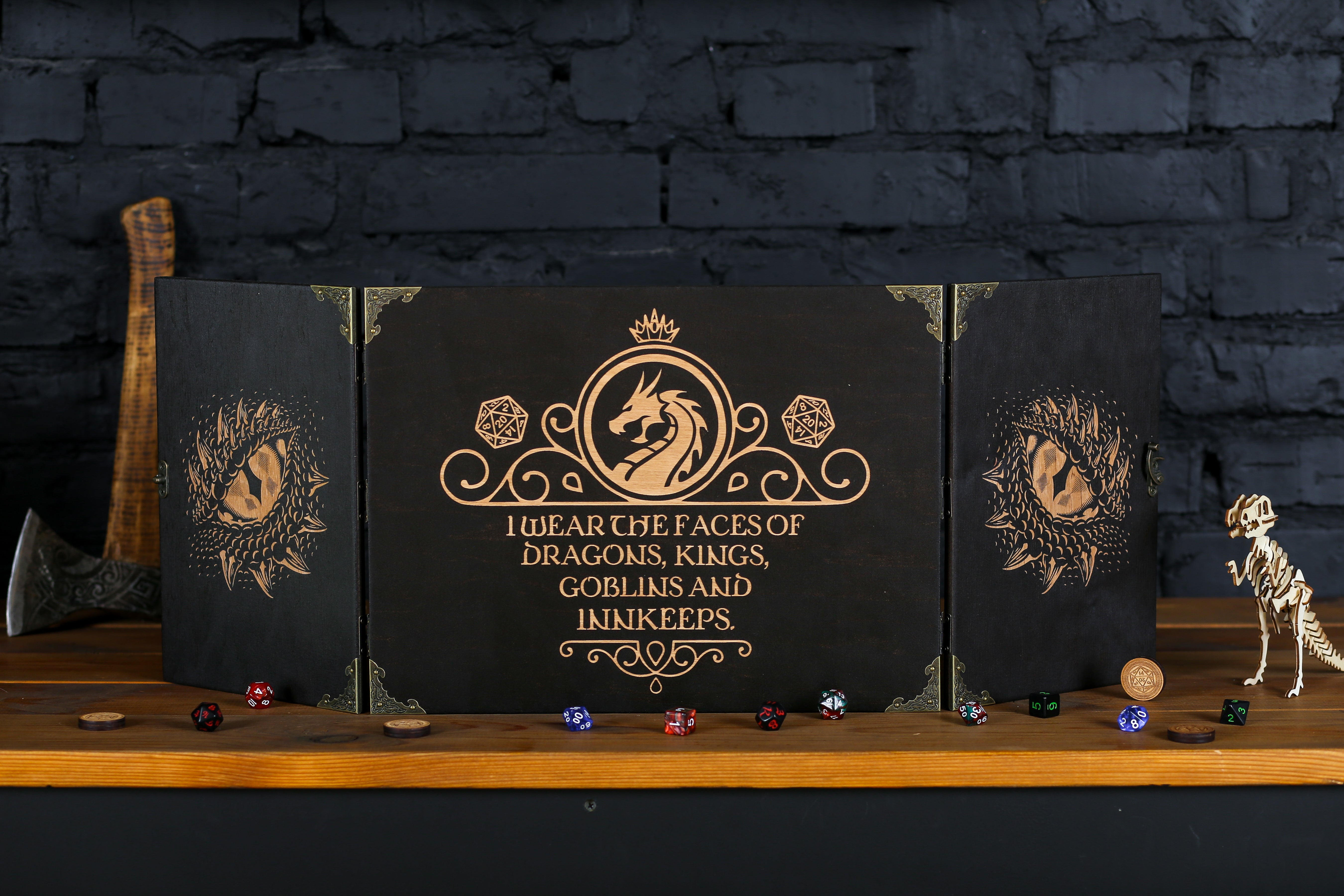 Dungeon Master screen "Dragon eyes" wooden with magnetic parts, Dungeon master screens - GravisCup