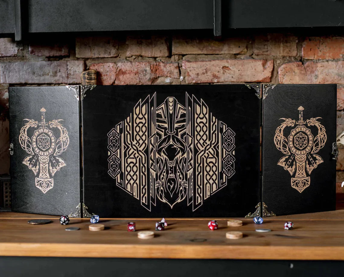 Dungeon master screen wood magnetic, Viking dnd dm screen, Bestseller, Dungeon master screens - GravisCup