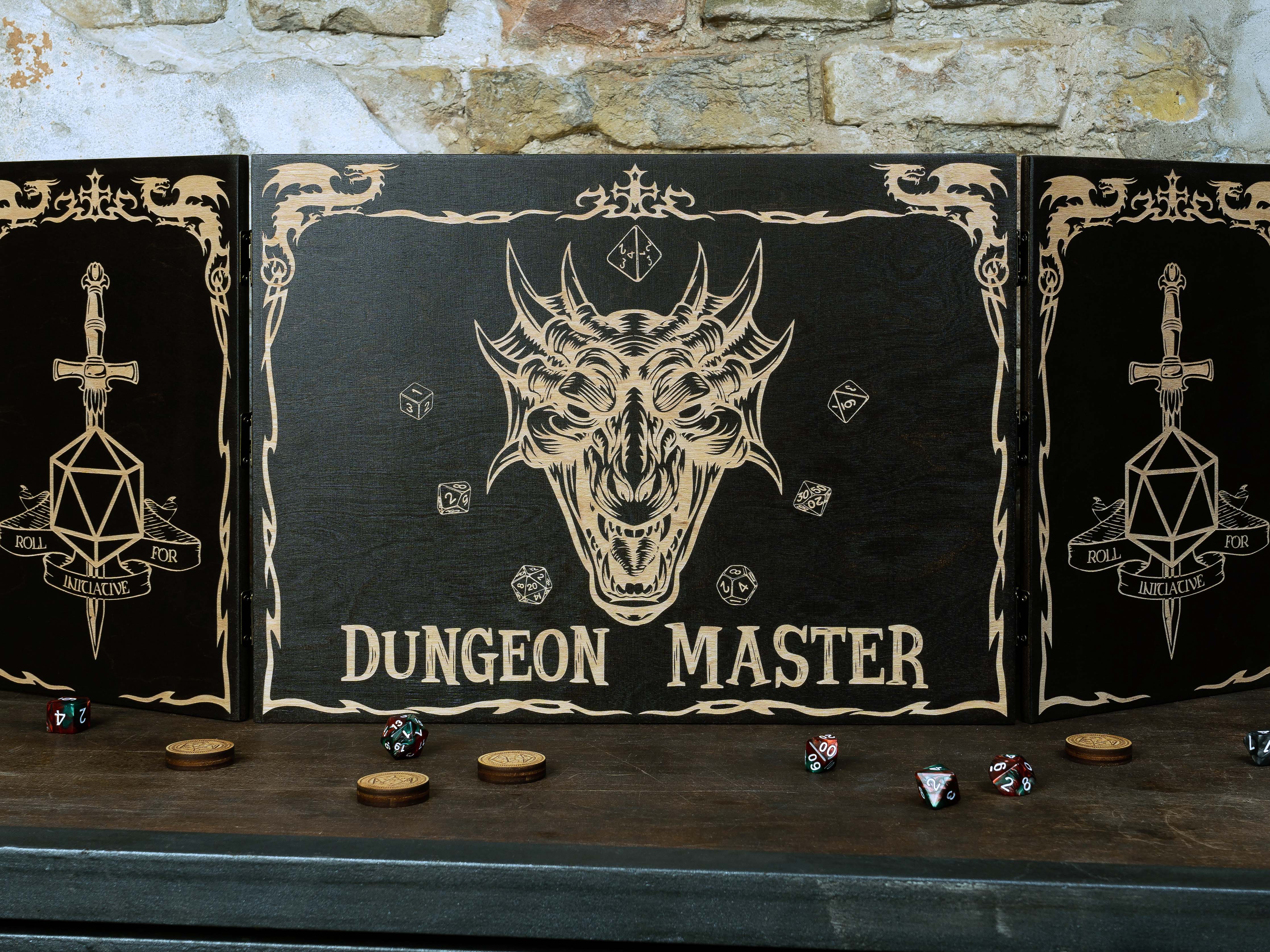 Dungeon Master screen wood Dragon with magnets, Dungeon master screens - GravisCup