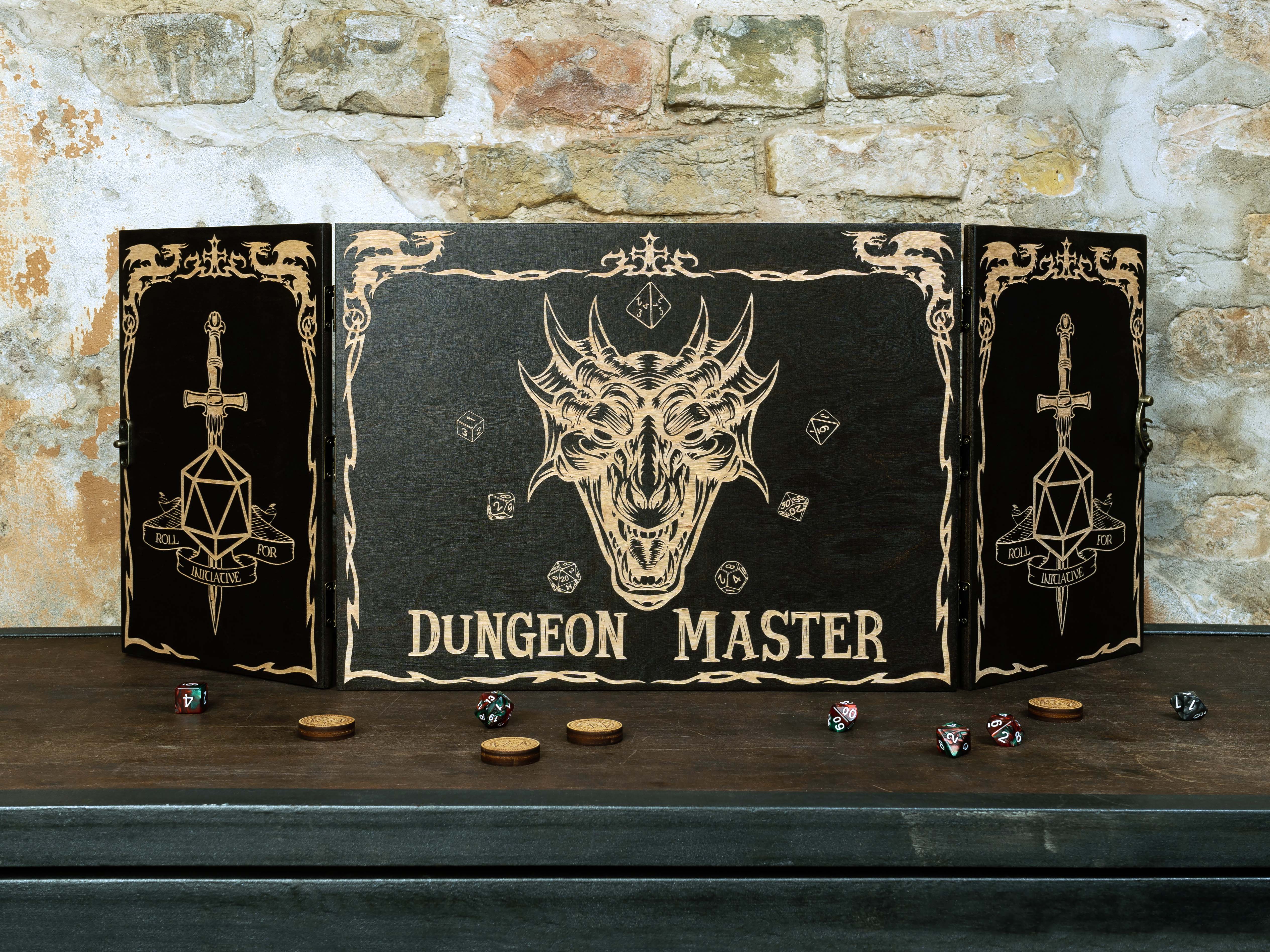 Dungeon Master screen wood Dragon with magnets, Dungeon master screens - GravisCup