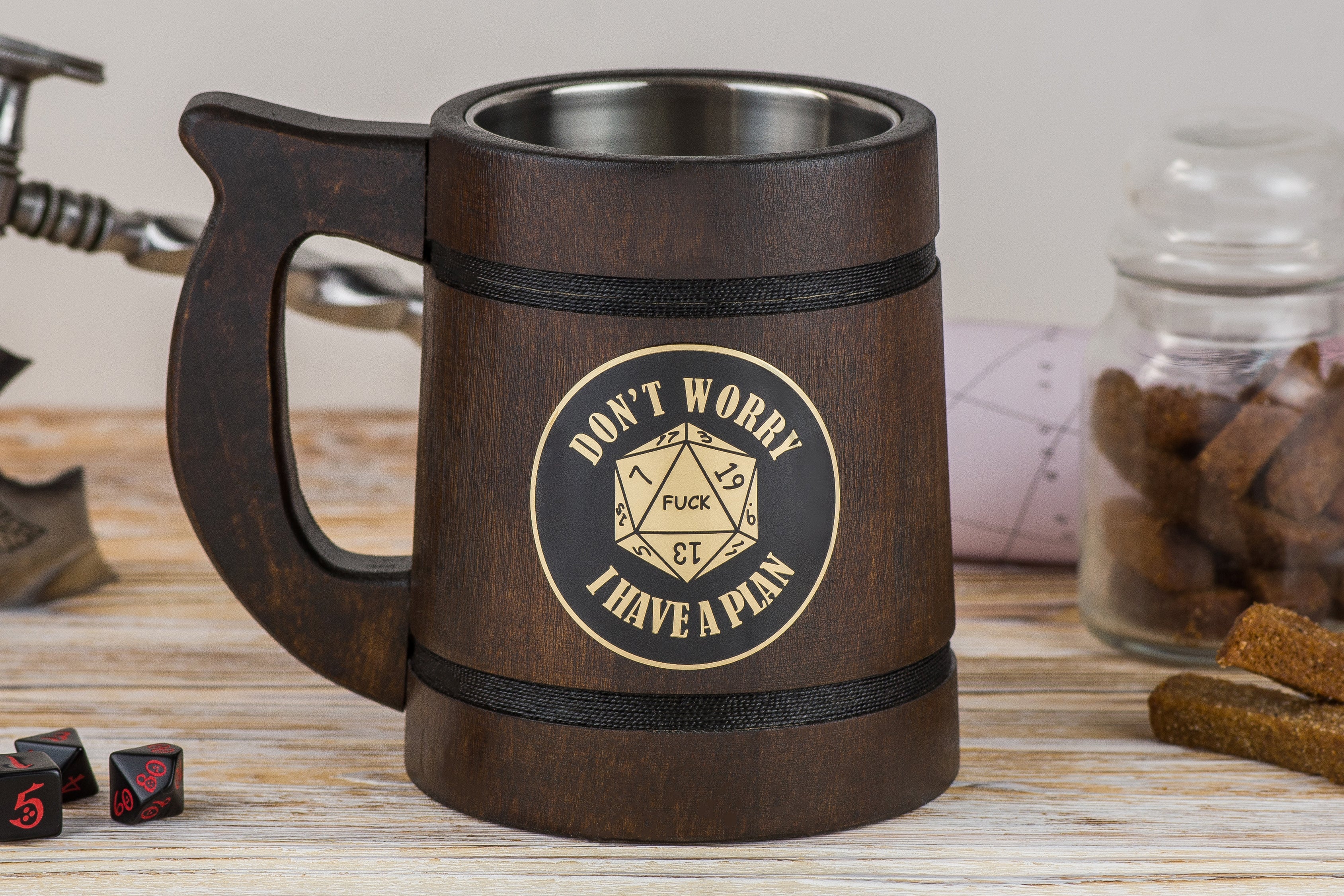 Dungeons and Dragons beer tankard "Don't worry I have a plan", DND Mugs - GravisCup