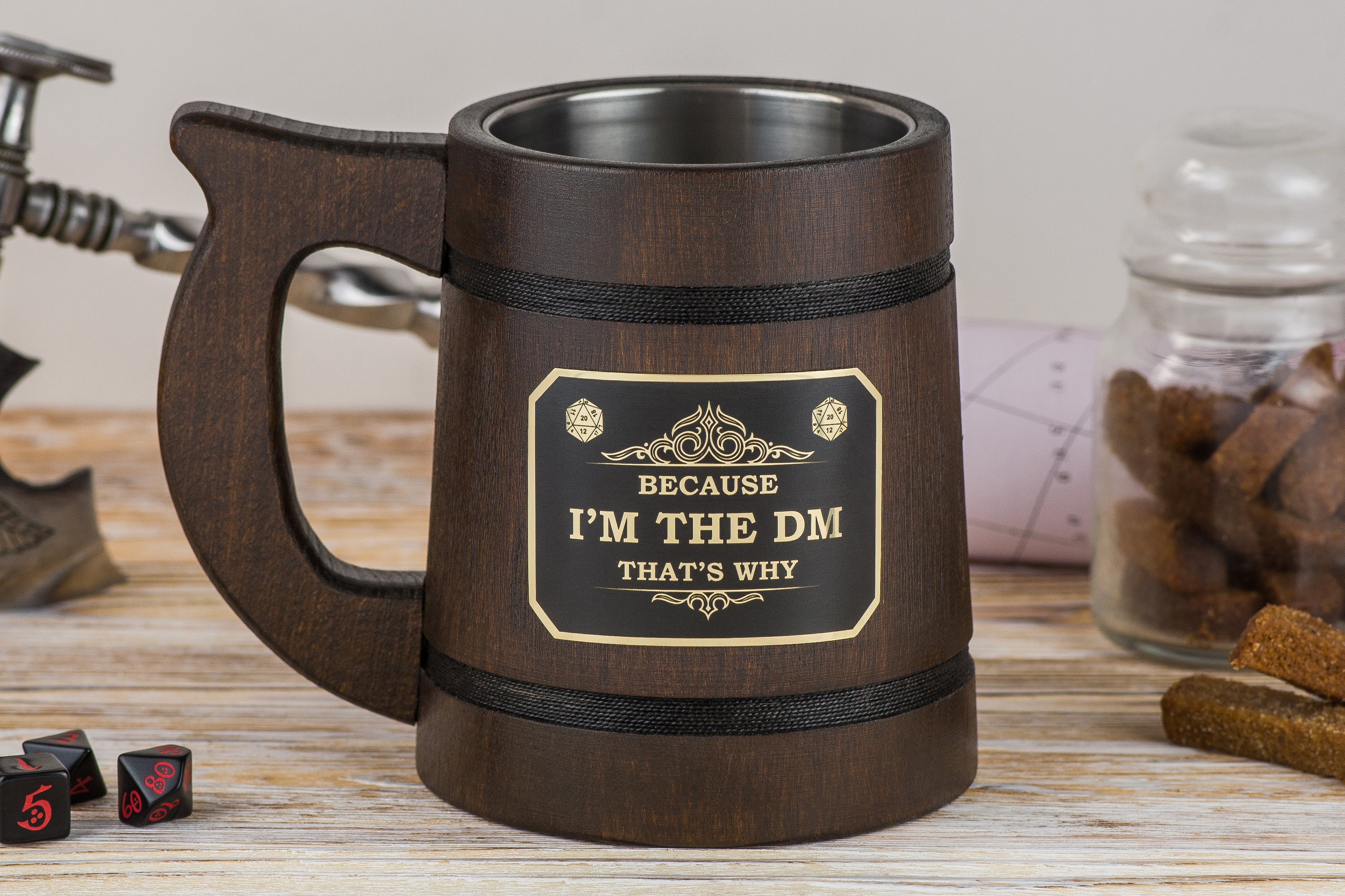 Dungeon Master mug personalized "Because I am DM", DND Mugs - GravisCup