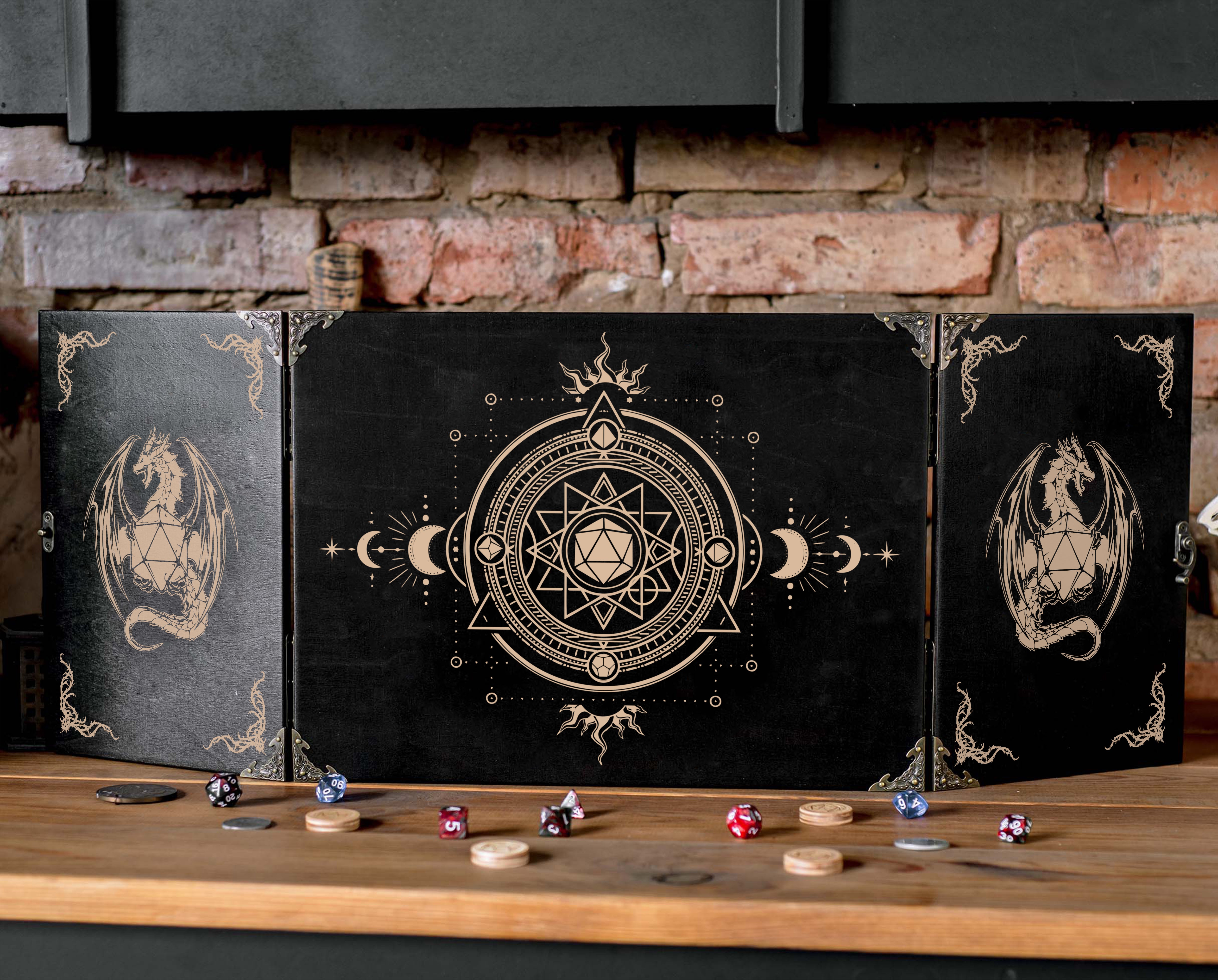 Custom dungeon master screen, Wooden RPG screen, Mystic dnd dm screen, Bestseller, Dungeon master screens - GravisCup