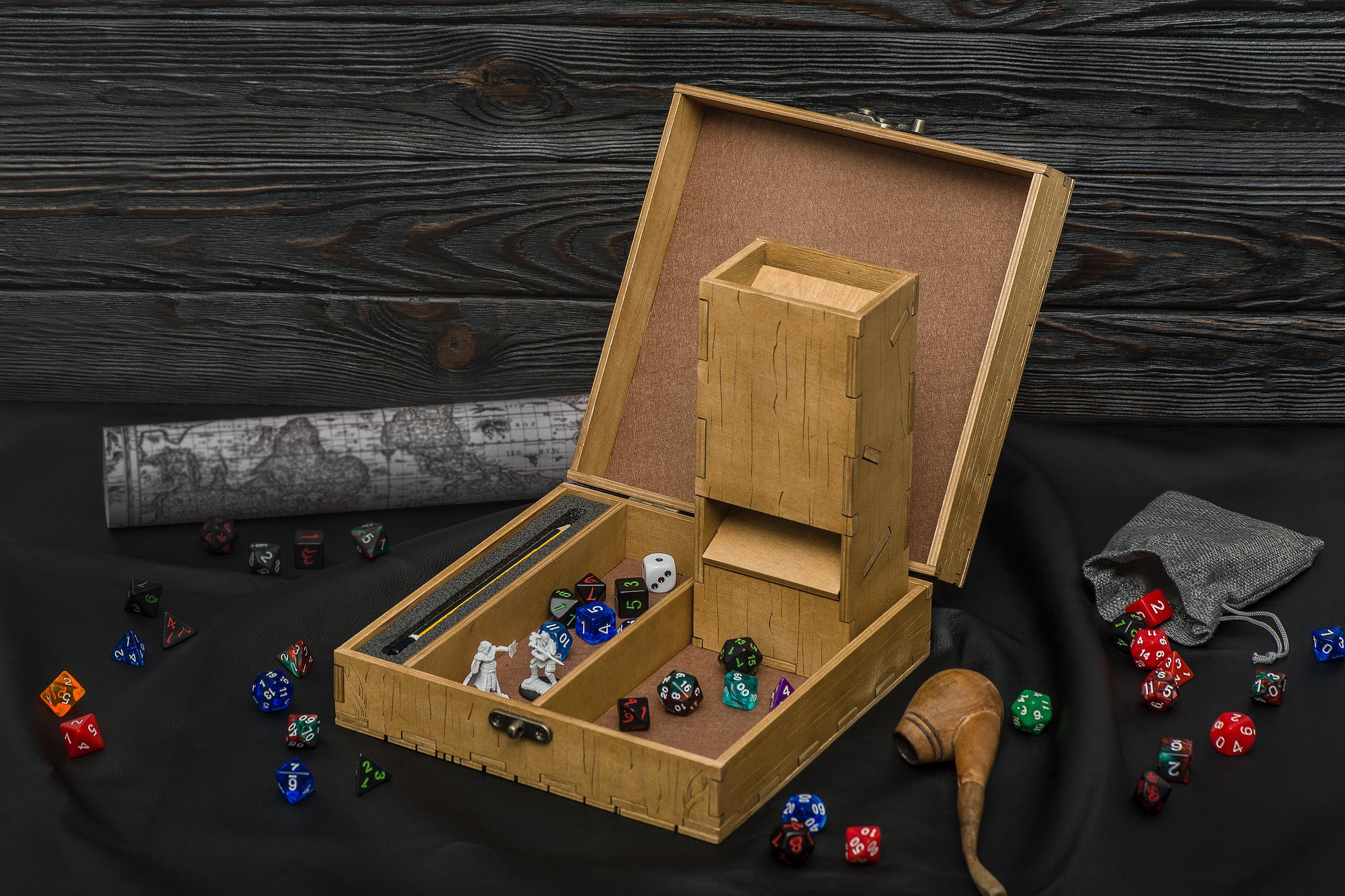 Dice rolling tray with dice tower, Dice boxes and trays, Dice towers - GravisCup