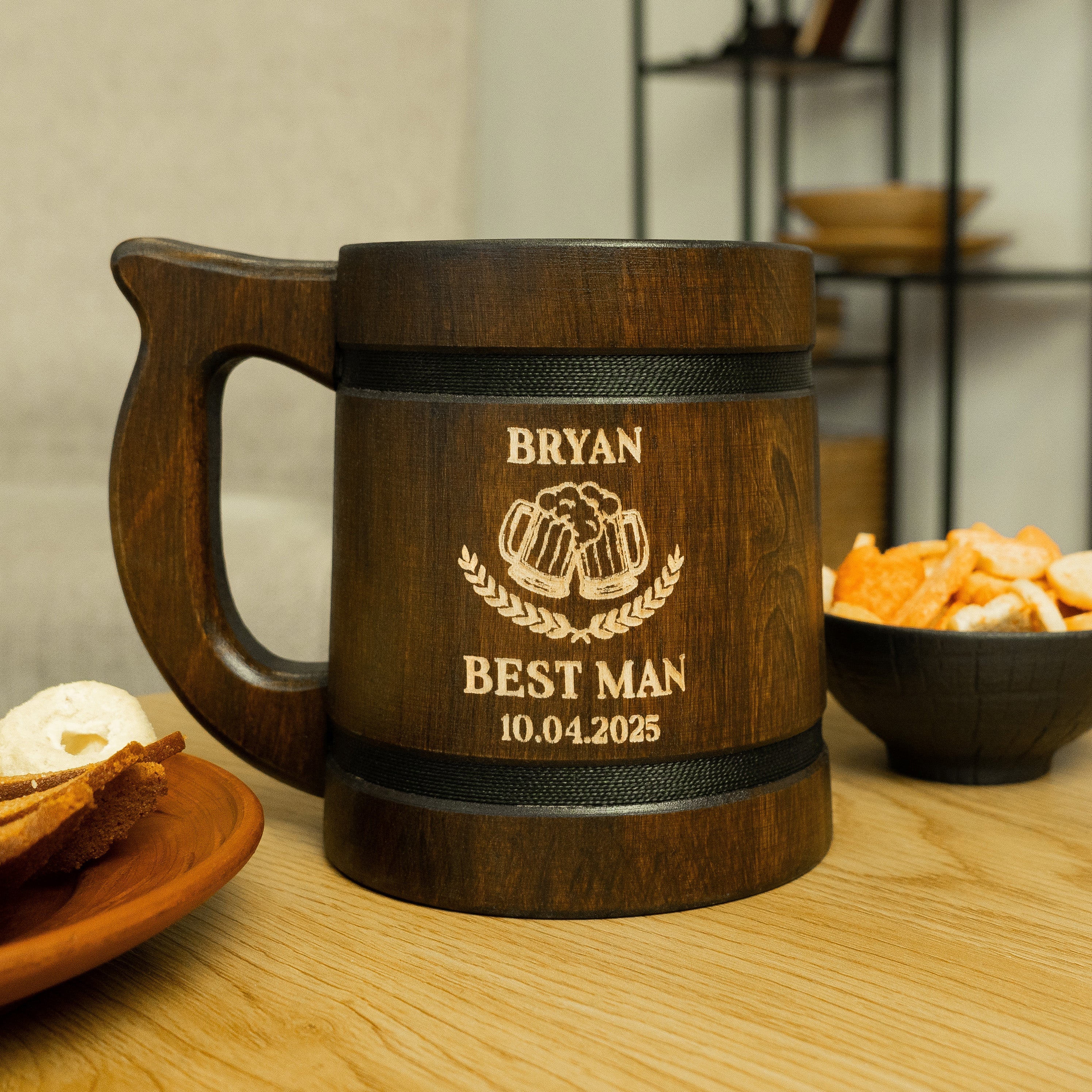 Groomsmen wooden beer mugs Best Groomsmen gifts,  - GravisCup