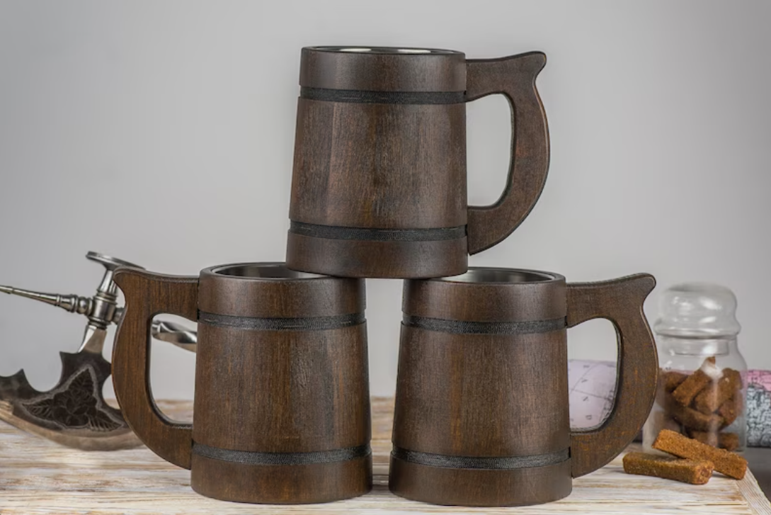 Prancing Pony Mug, Lord of the Rings Mug, Wooden Beer Mug, Tankard