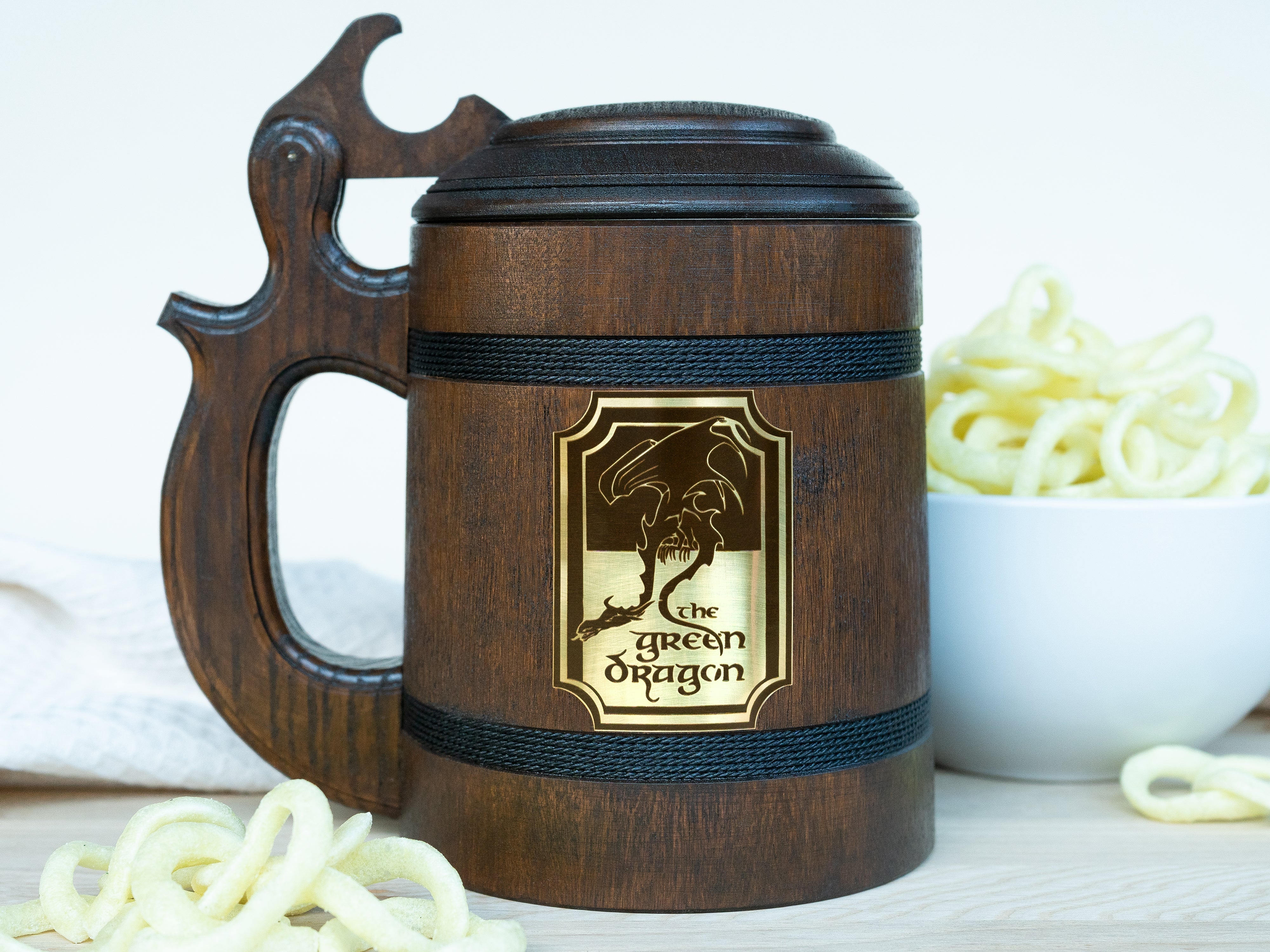 Green dragon mug with lid, LOTR gifts, LOTR mugs, Mug with lid - GravisCup