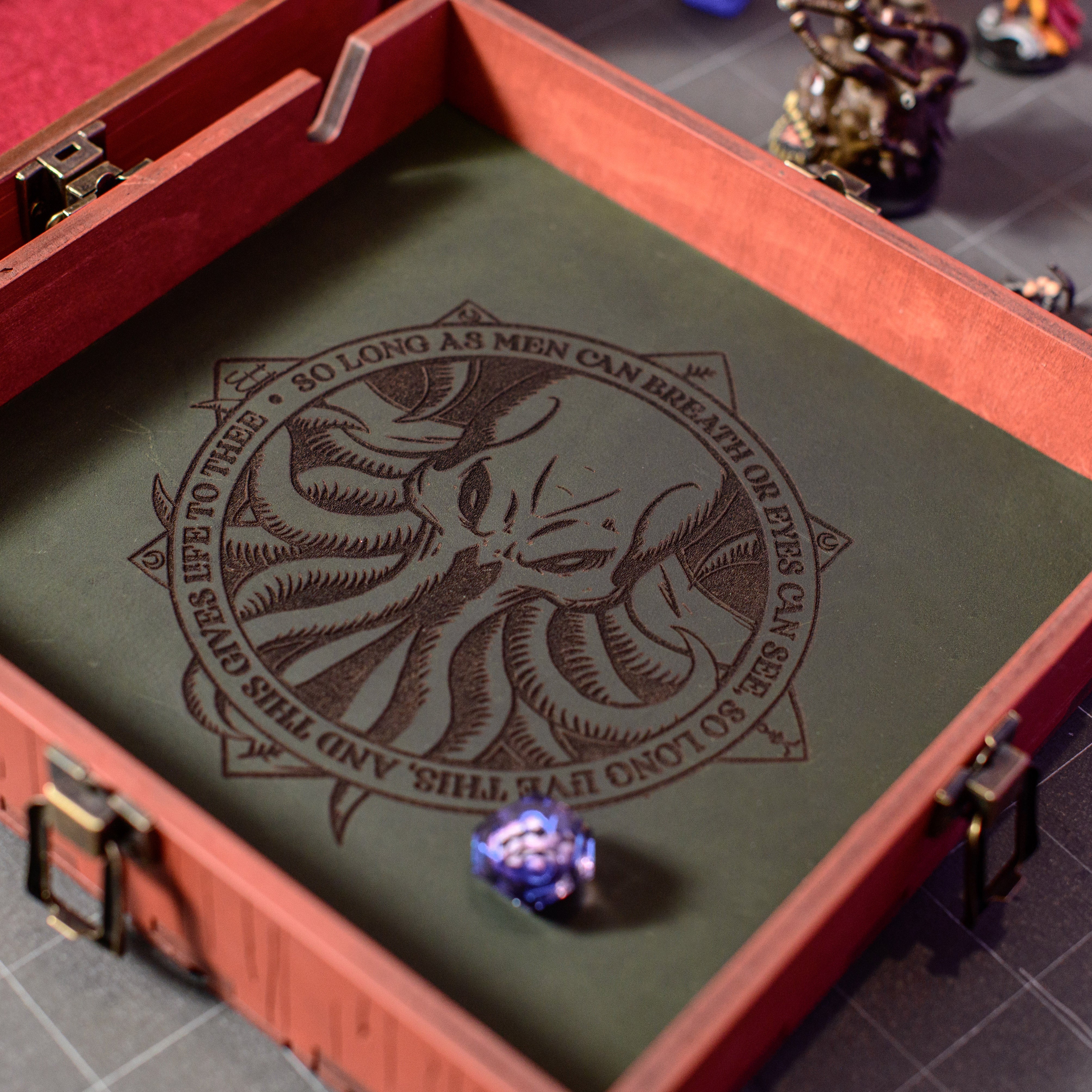 Dice wooden tray with tablet slot Dice Organizer