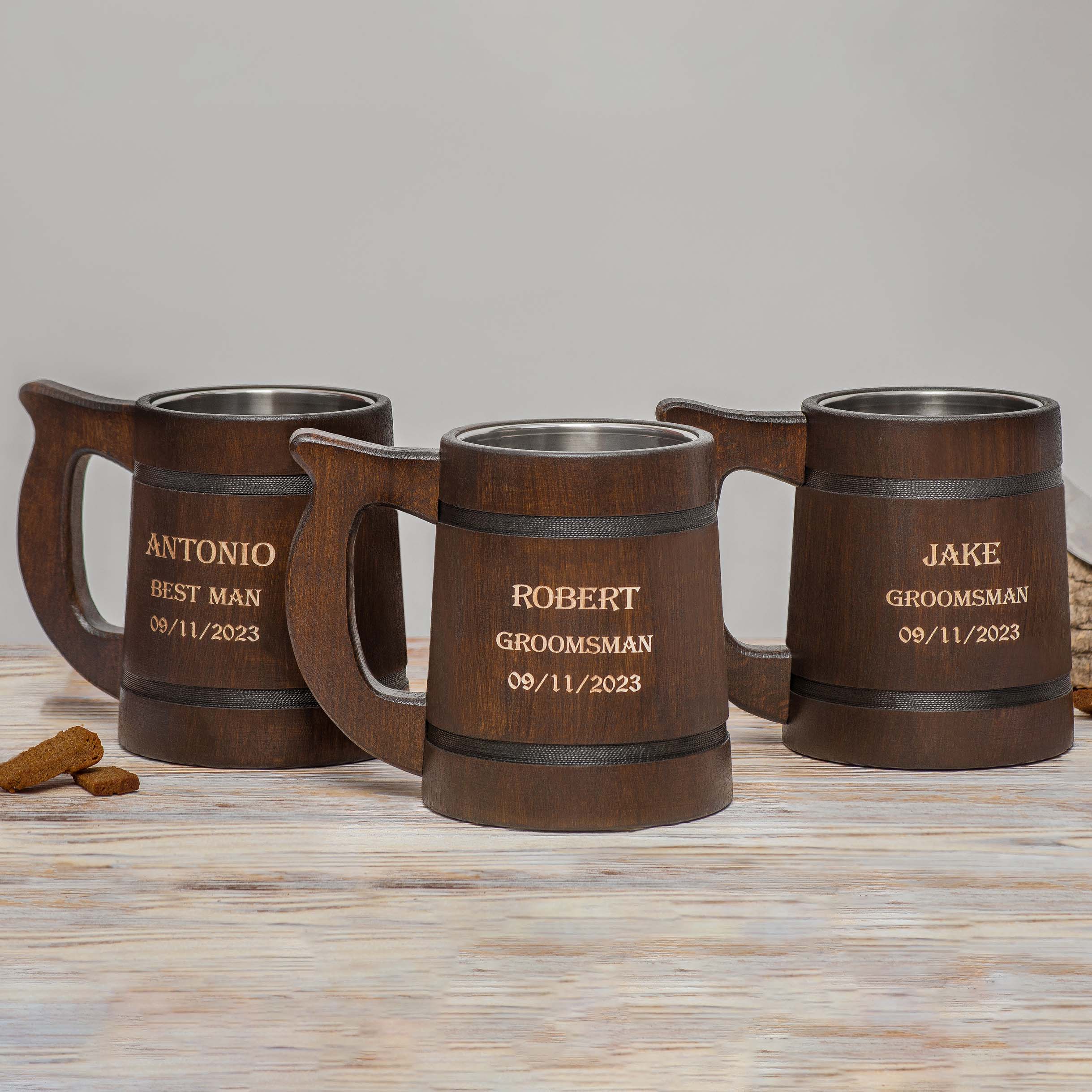 Groomsmen wooden beer mugs Best Groomsmen gifts,  - GravisCup