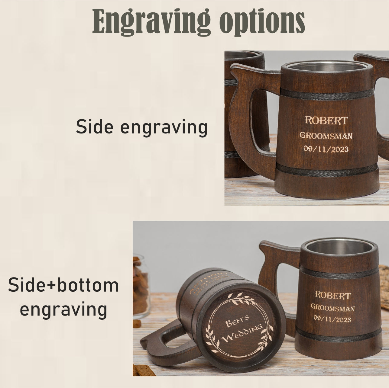 Groomsmen wooden beer mugs Best Groomsmen gifts,  - GravisCup