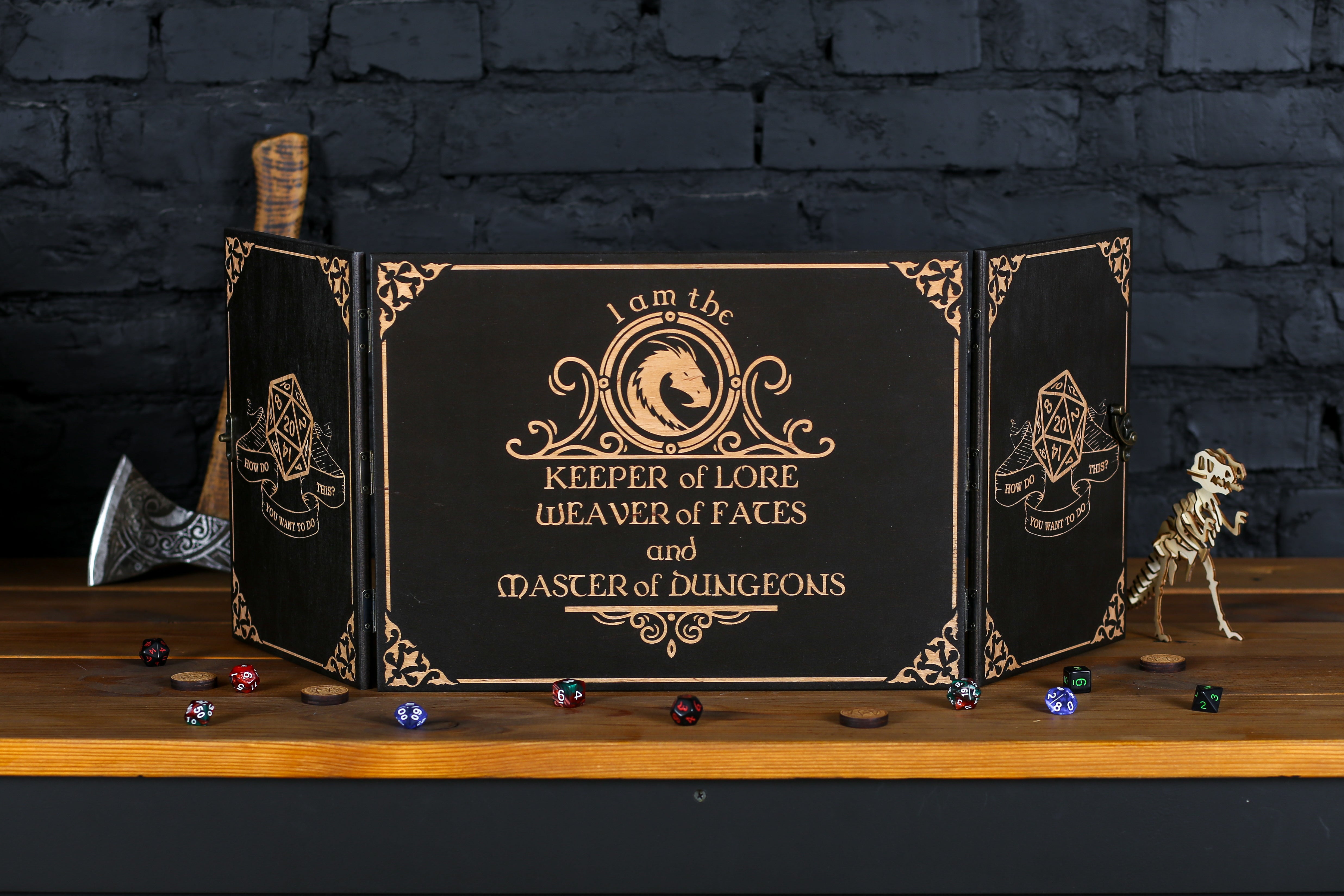 DM screen, Handcrafted Dungeon Master wooden screen, Dungeon master screens - GravisCup