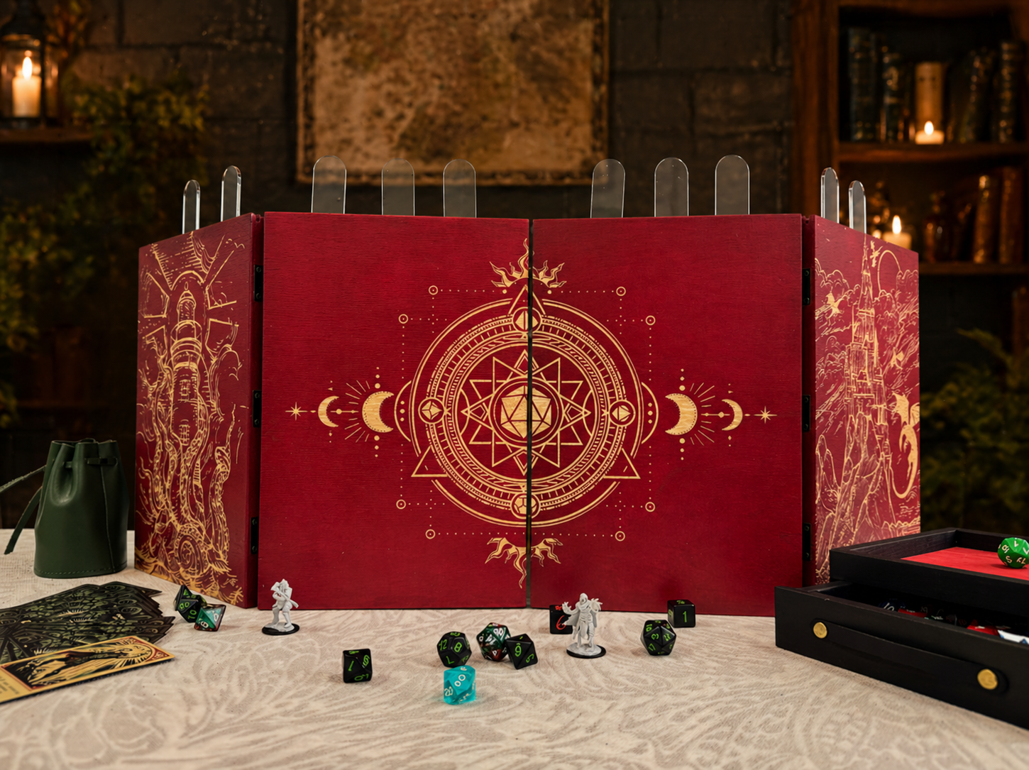 Game Master Screen with 6 Panels – Magnetic Wooden RPG Screen