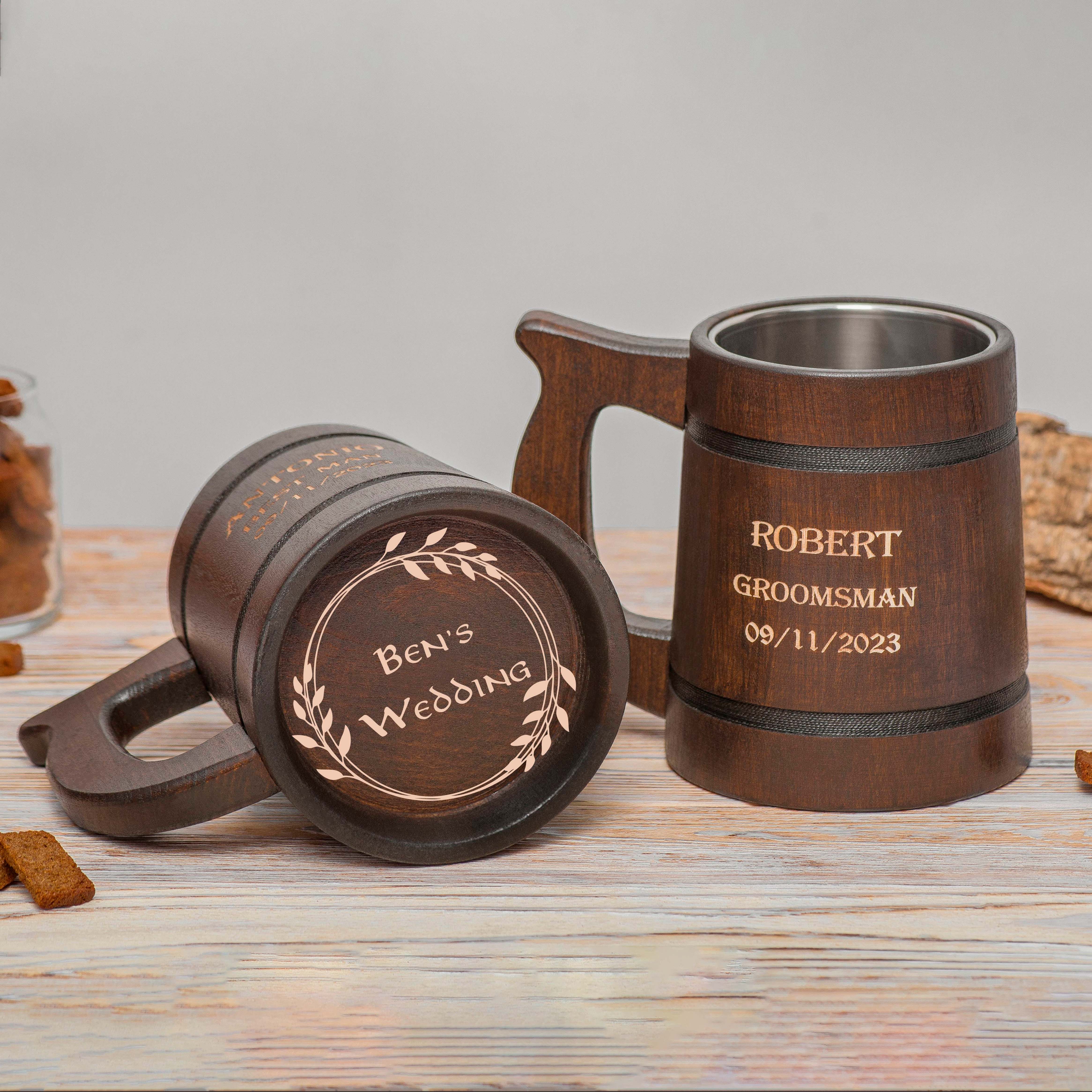 Groomsmen wooden beer mugs Best Groomsmen gifts,  - GravisCup