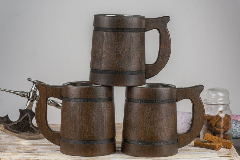 Prancing Pony Wooden Beer Mug, LOTR mugs - GravisCup