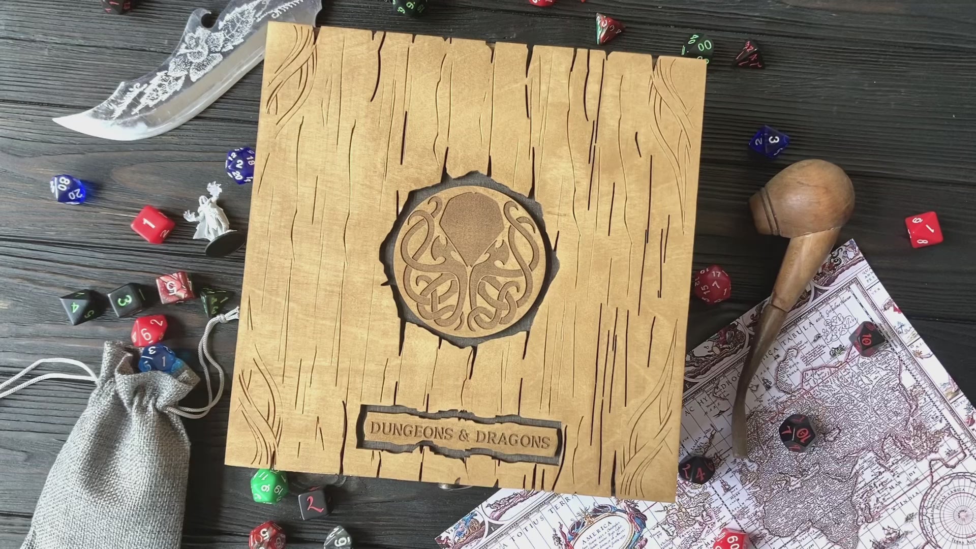 DnD dice rolling tray with dice tower